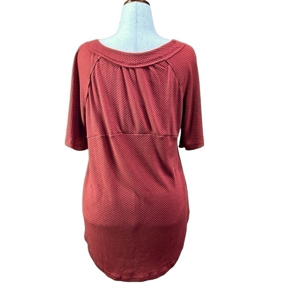 Heyson Women’s Top Waffle Texture Rust 3-Botton S. Sleeve Hi-Lo Size-L NWT - Picture 11 of 12